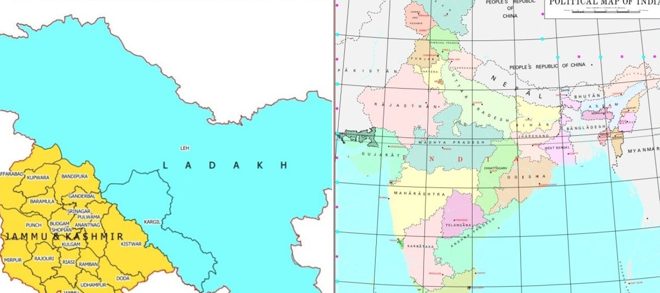 Govt releases new map of India showing UTs of Jammu and Kashmir, Ladakh